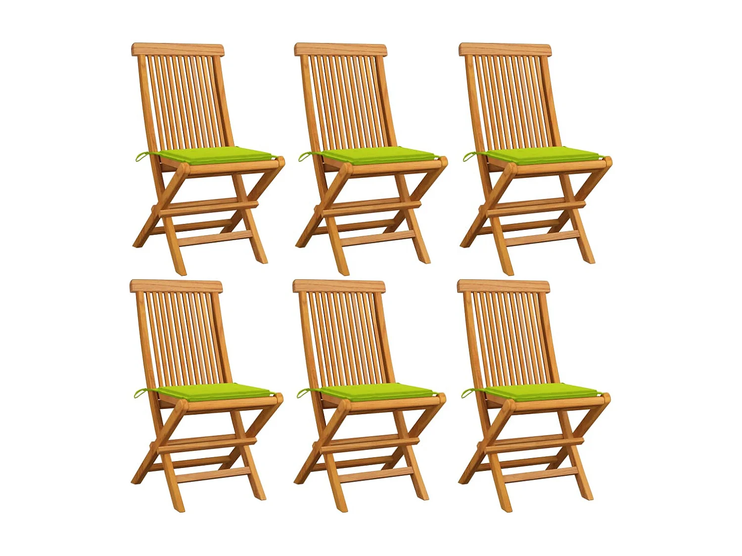 Chaises de jardin avec coussins vert vif 6 pcs Bois de teck 3