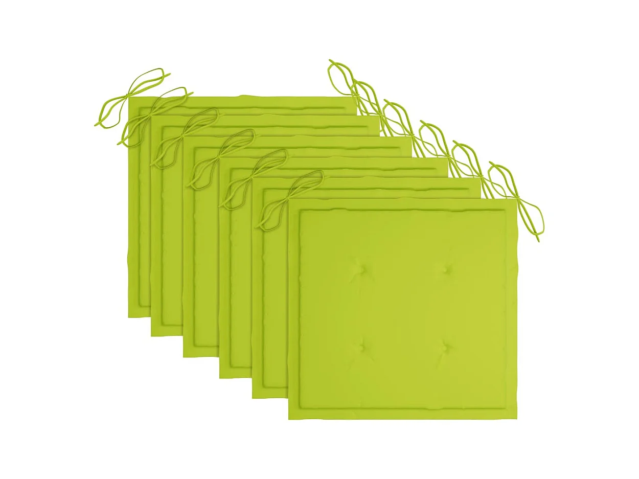 Chaises de jardin avec coussins vert vif 6 pcs Bois de teck 3
