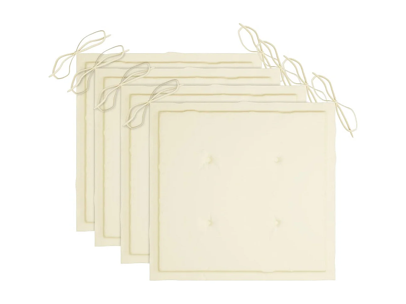 Chaises de jardin avec coussins crème 4 pcs Bois de teck massif