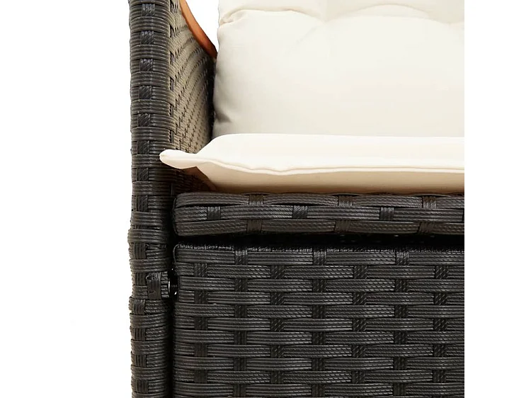 Chaise inclinable de jardin avec coussins noir résine tressée