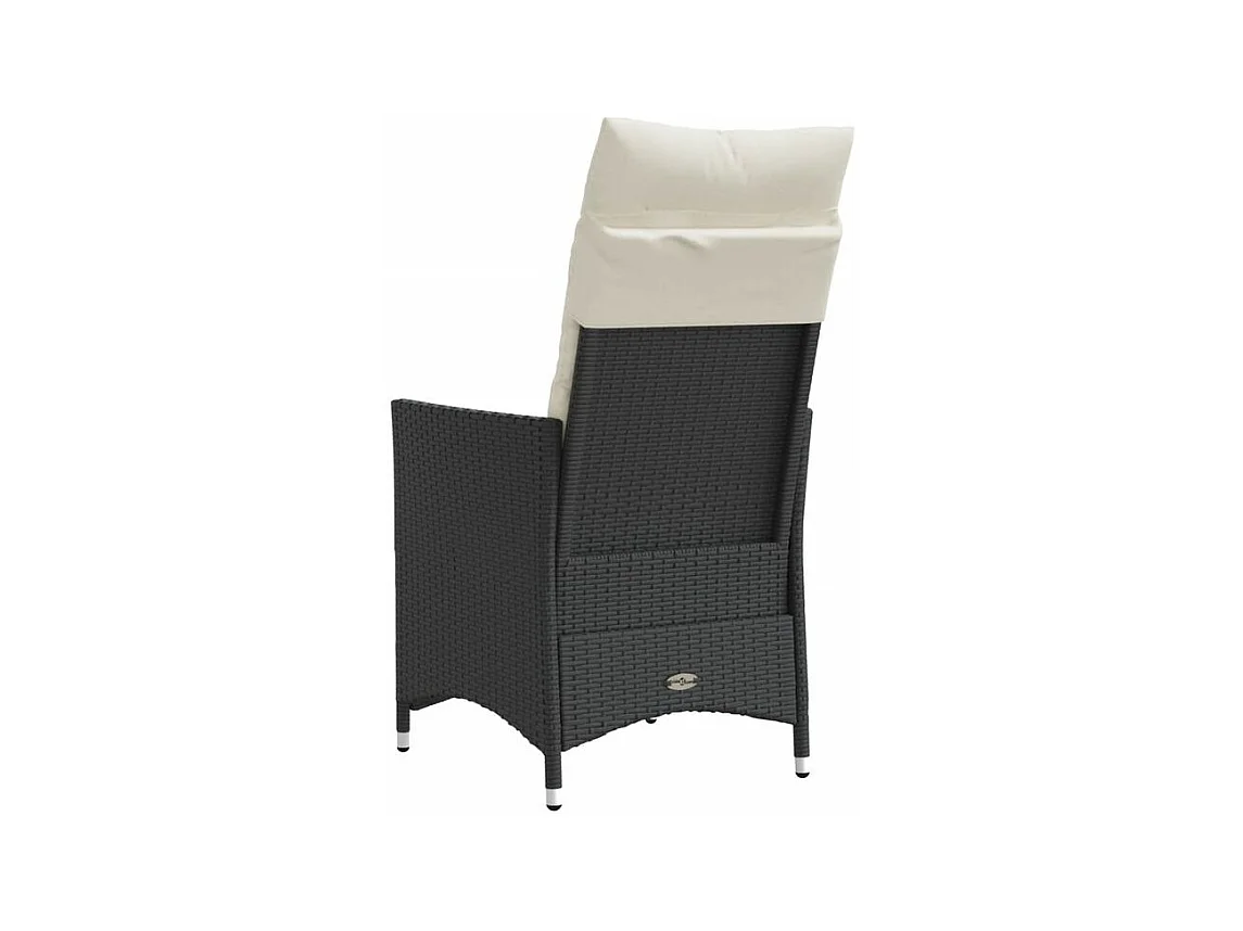 Chaises inclinables de jardin lot de 2 et coussins noir rotin