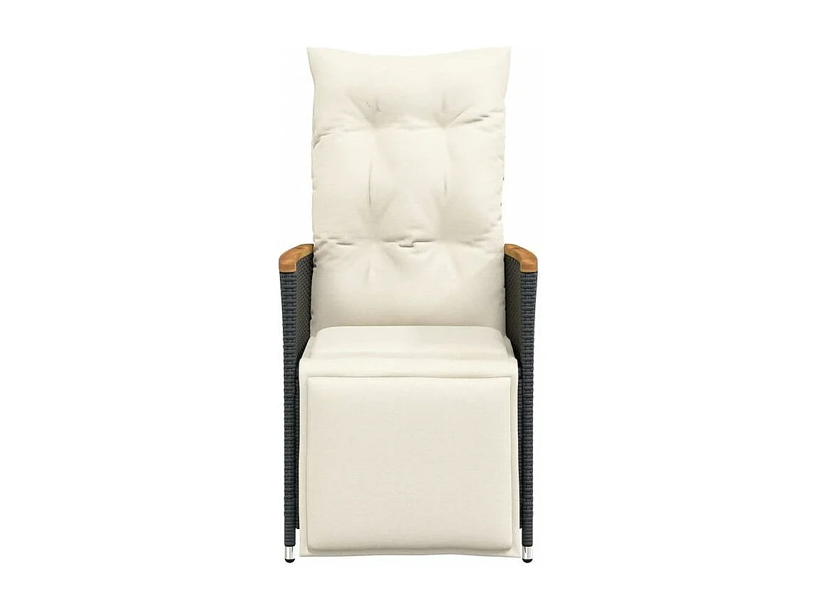 Chaise inclinable de jardin avec coussins noir résine tressée