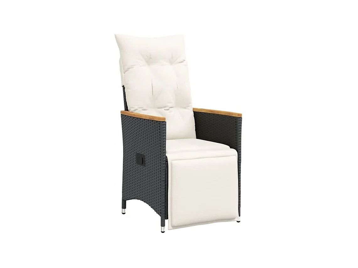 Chaise inclinable de jardin avec coussins noir résine tressée