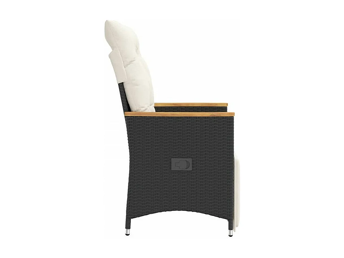 Chaise inclinable de jardin avec coussins noir résine tressée