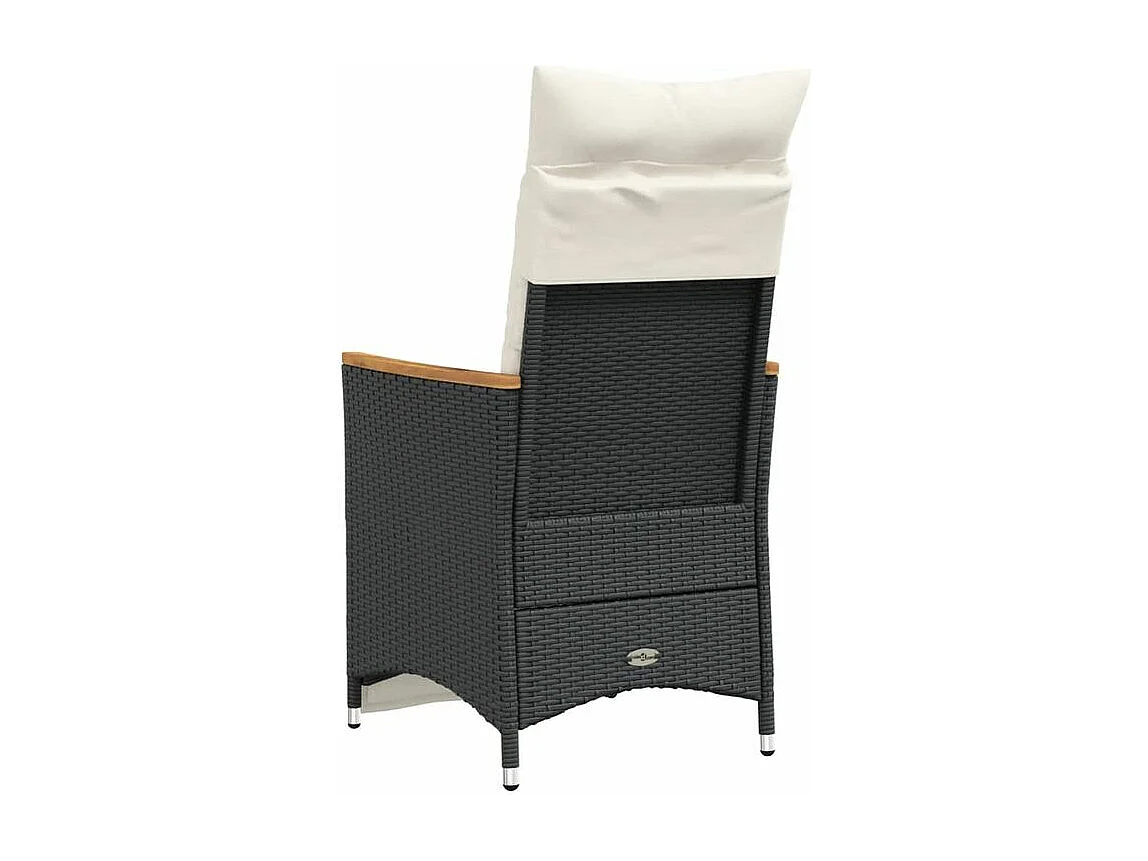 Chaise inclinable de jardin avec coussins noir résine tressée