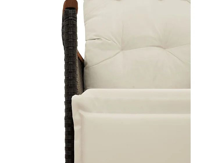 Chaise inclinable de jardin avec coussins noir résine tressée