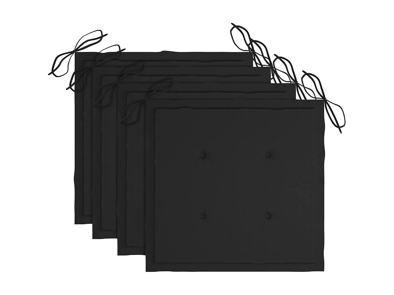 Chaises de jardin avec coussins noir 4 pcs Bois de teck massif 4