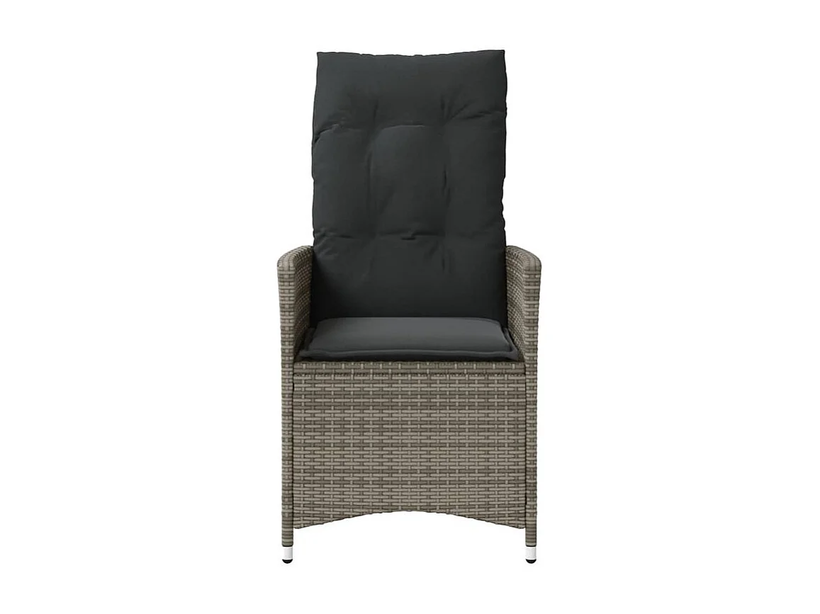 Chaise inclinable de jardin avec coussins gris résine tressée