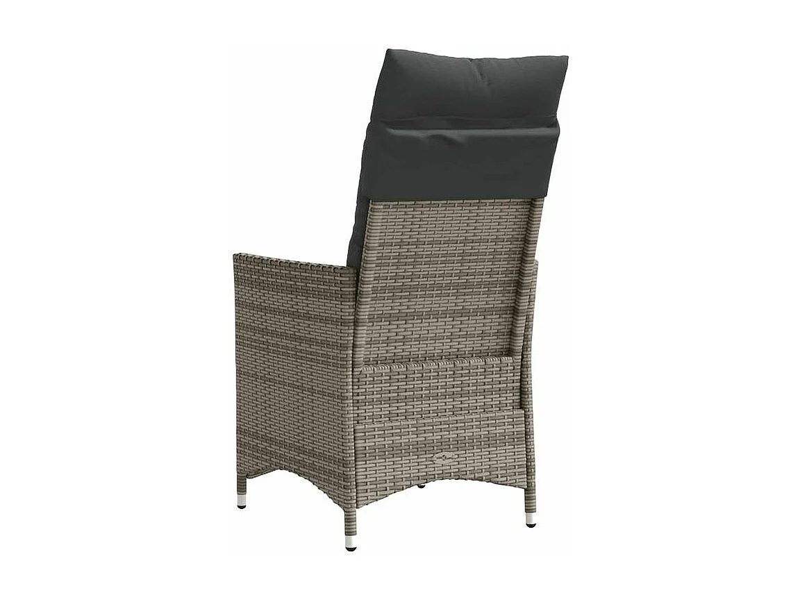 Chaise inclinable de jardin avec coussins gris résine tressée