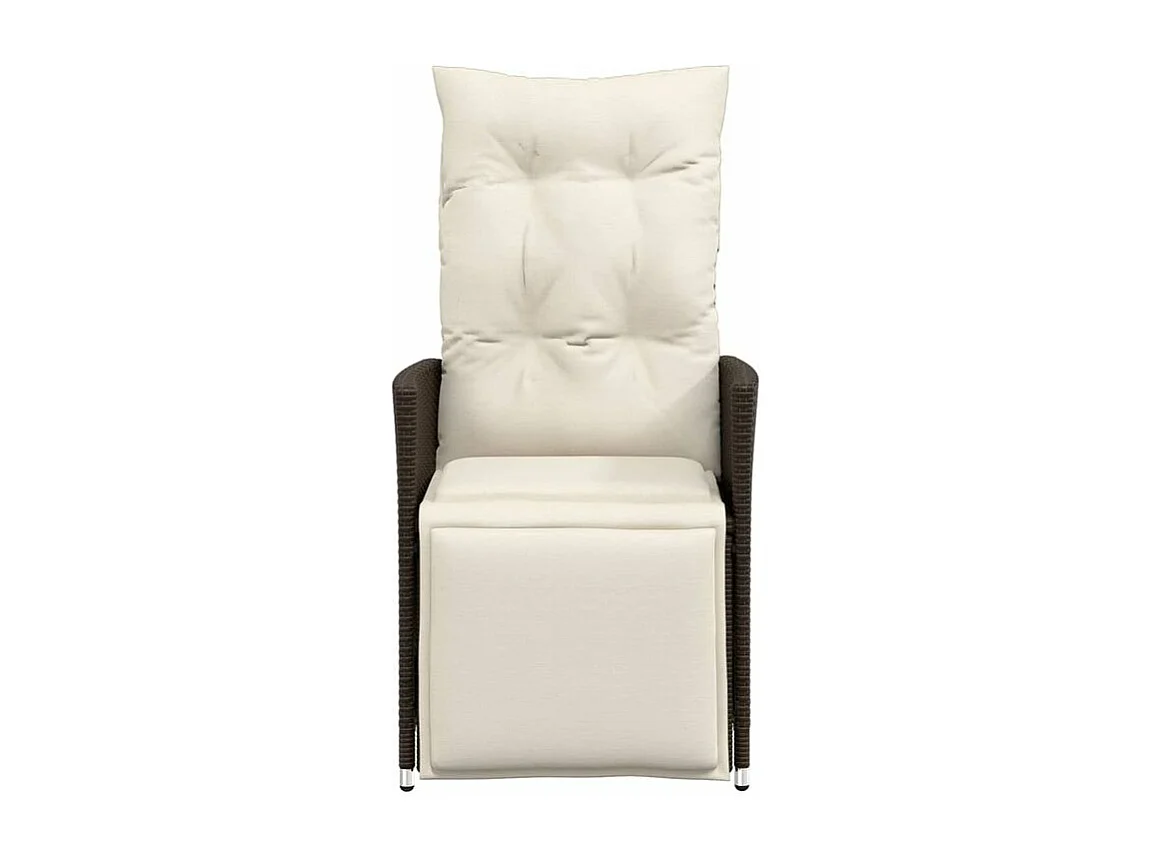 Chaise inclinable de jardin avec coussins marron résine tressée