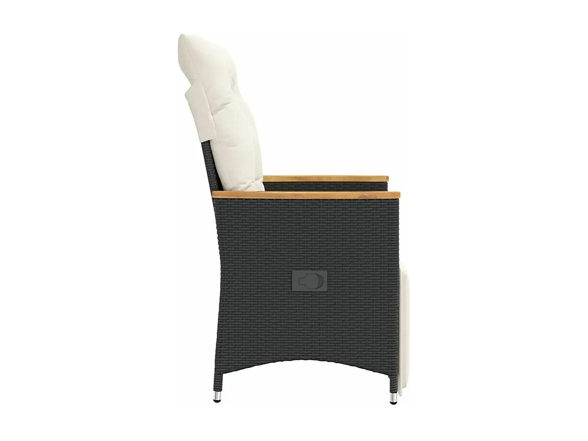 Chaises inclinables de jardin lot de 2 et coussins noir rotin