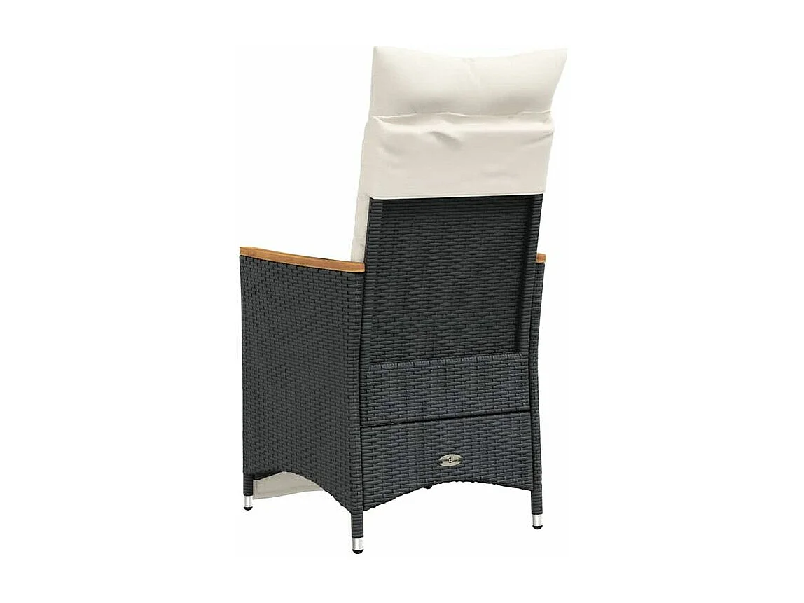 Chaises inclinables de jardin lot de 2 et coussins noir rotin