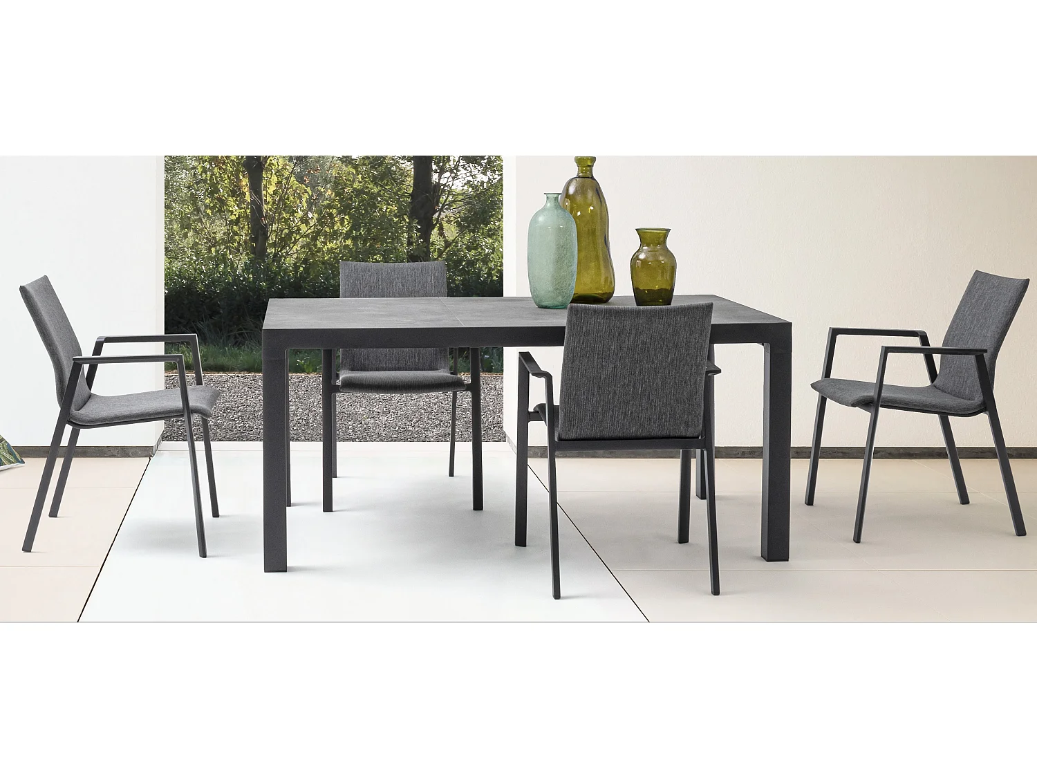 Fauteuil de jardin en aluminium anthracite Tim - Lot de 4