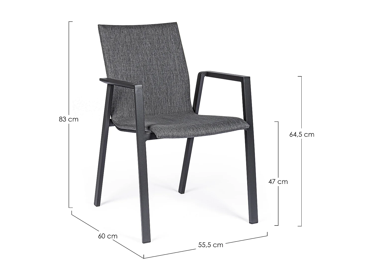 Fauteuil de jardin en aluminium anthracite Tim - Lot de 4
