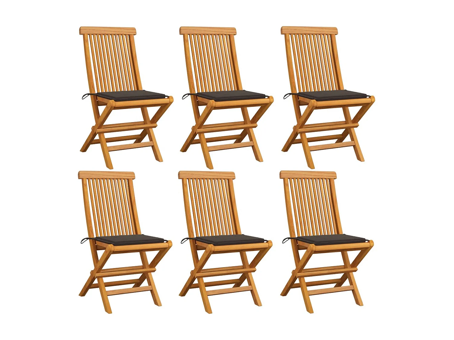 Chaises de jardin avec coussins taupe 6 pcs Bois de teck massif 4