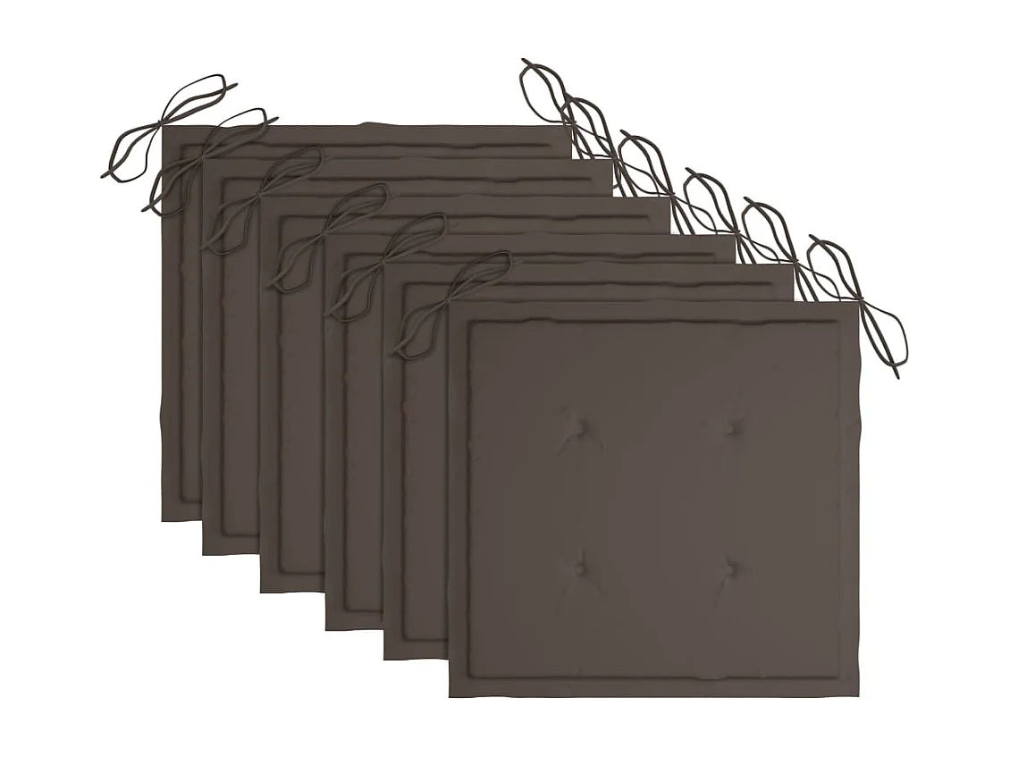 Chaises de jardin avec coussins taupe 6 pcs Bois de teck massif 4