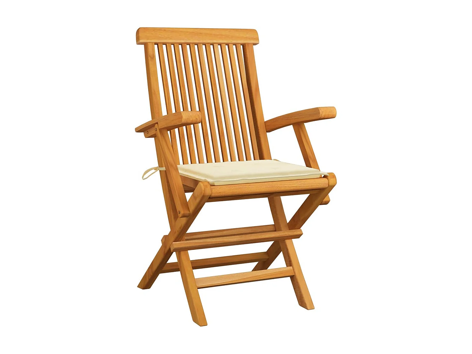 Chaises de jardin avec coussins crème 8 pcs Bois de teck massif 2