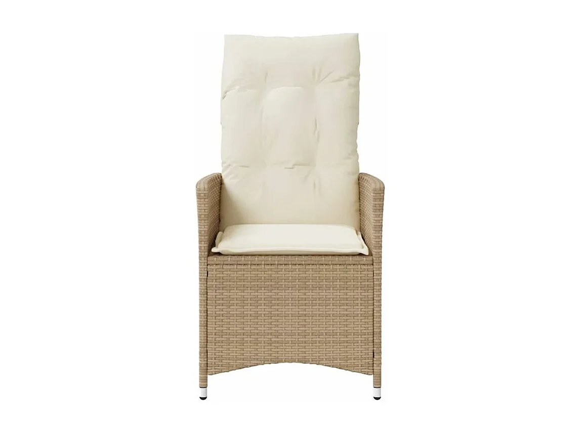 Chaise inclinable de jardin avec coussins beige résine tressée