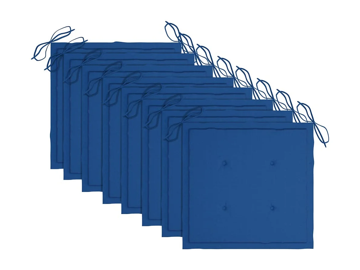 Chaises de jardin avec coussins bleu royal 8 pcs Teck massif