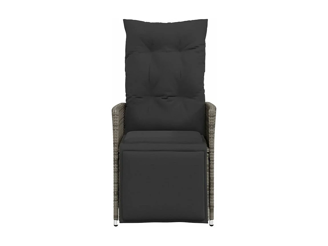 Chaises inclinables de jardin lot de 2 et coussins gris rotin