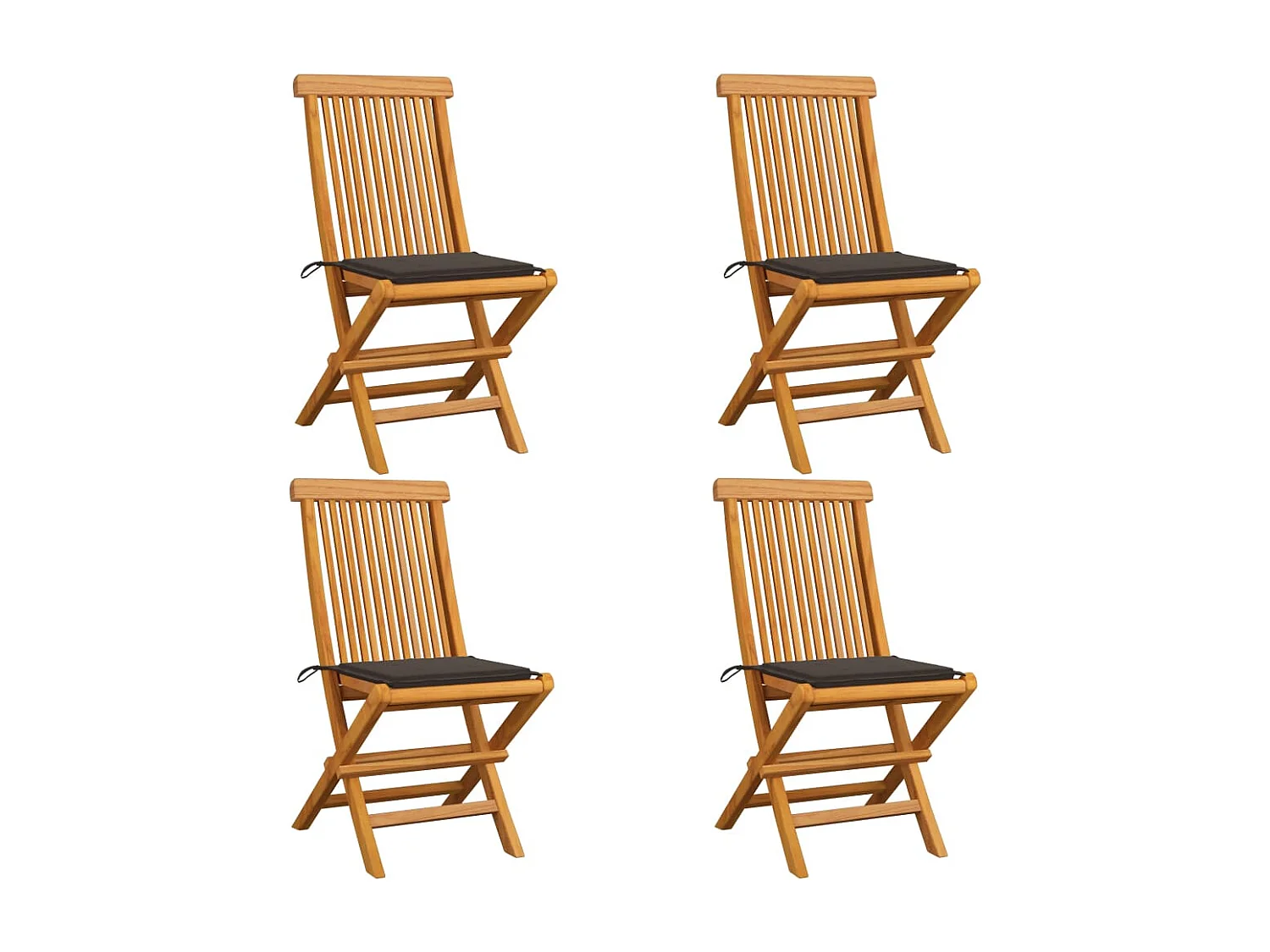 Chaises de jardin avec coussins taupe 4 pcs Bois de teck massif 3