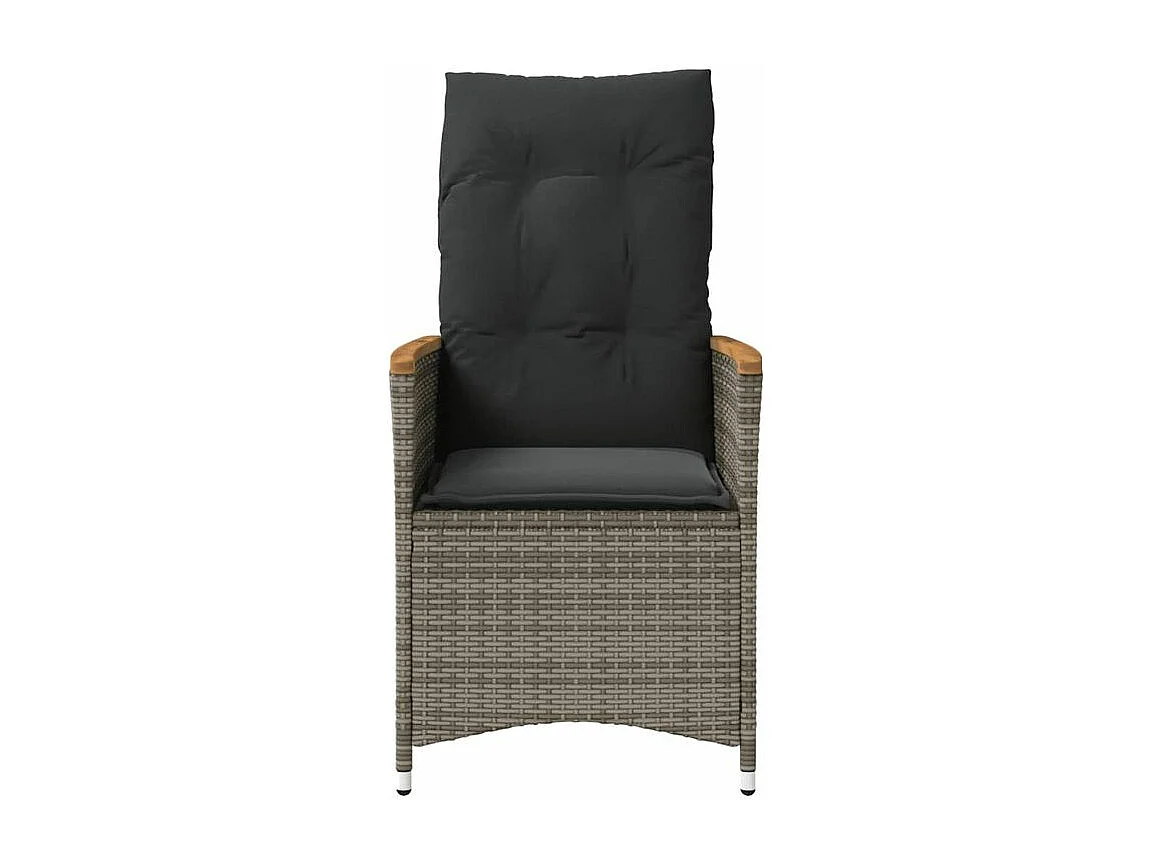Chaise inclinable de jardin avec coussins gris résine tressée