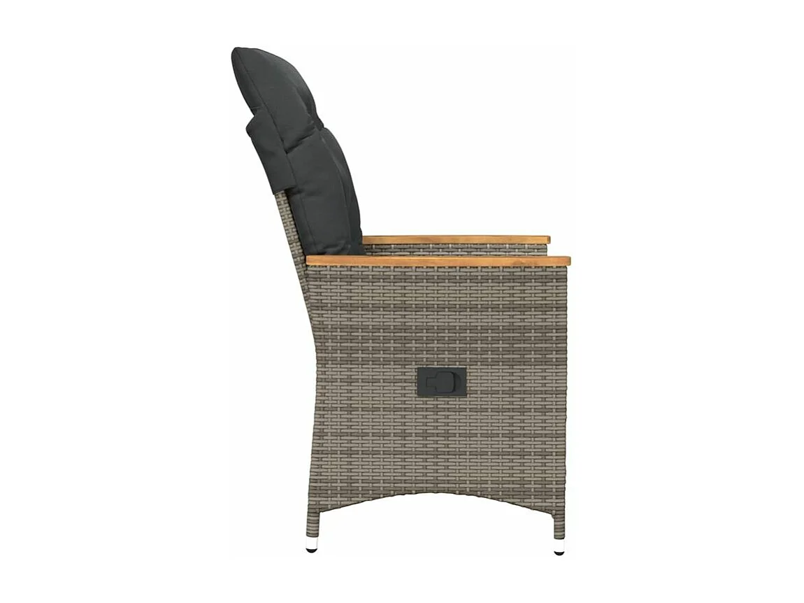 Chaise inclinable de jardin avec coussins gris résine tressée