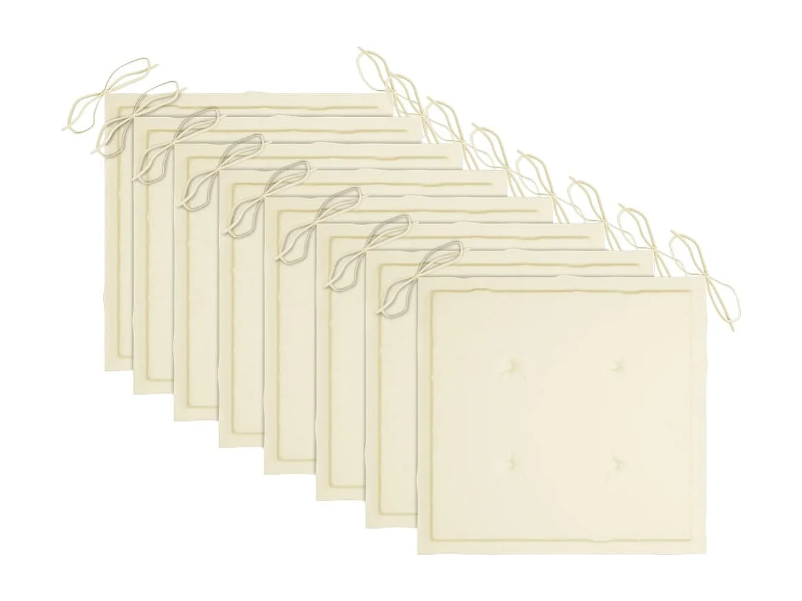 Chaises de jardin avec coussins crème 8 pcs Bois de teck massif