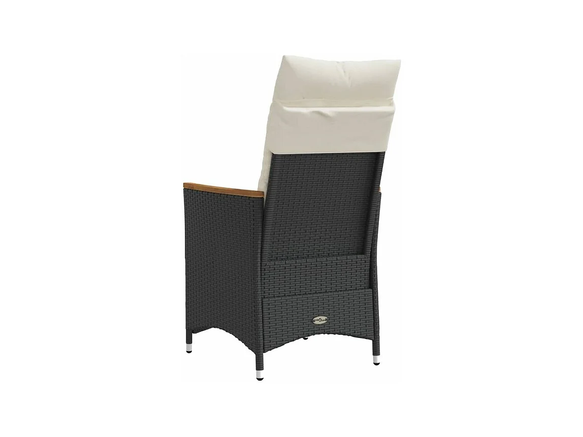 Chaises inclinables de jardin lot de 2 et coussins noir rotin