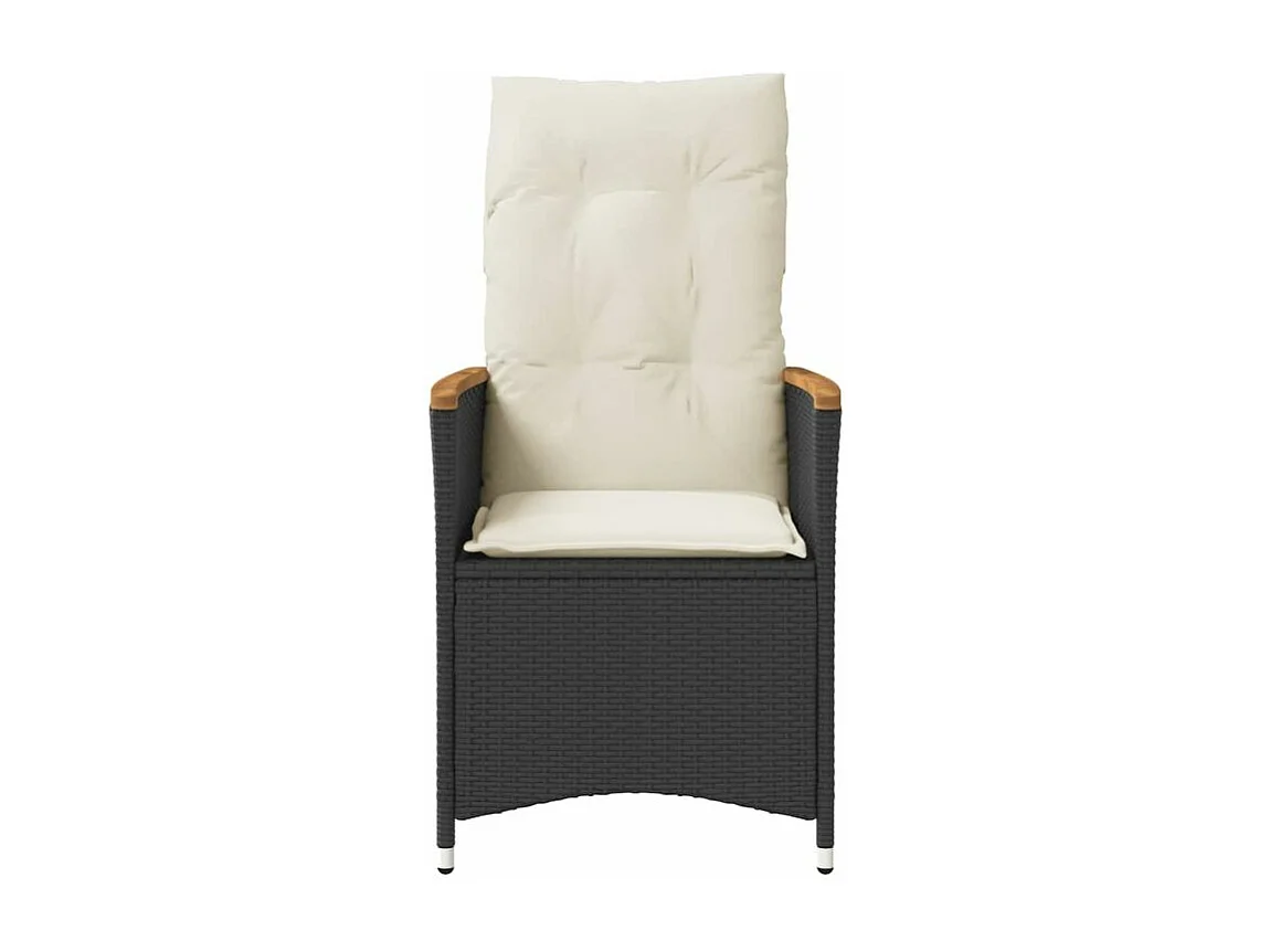 Chaises inclinables de jardin lot de 2 et coussins noir rotin