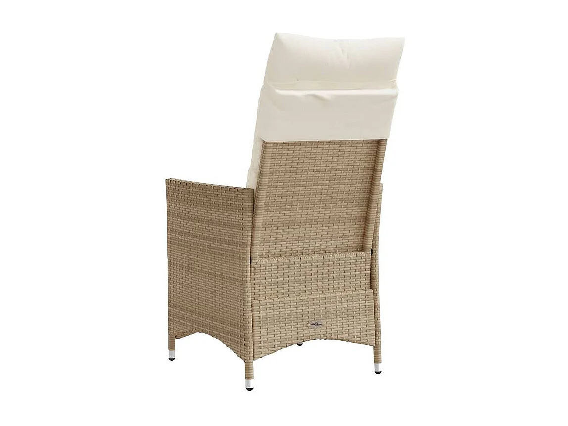 Chaises inclinables de jardin lot de 2 et coussins beige rotin