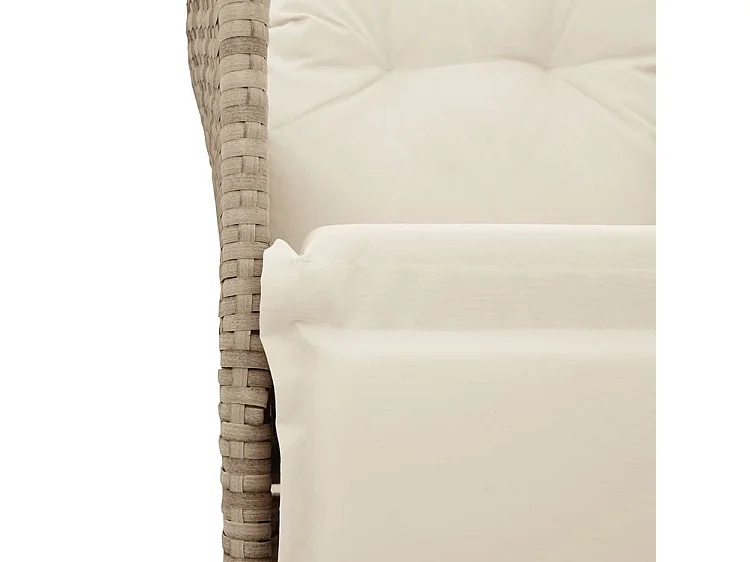 Chaise inclinable de jardin avec coussins beige résine tressée