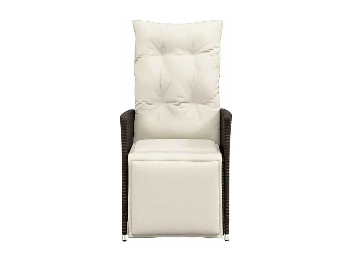 Chaises inclinables de jardin lot de 2 et coussins marron rotin