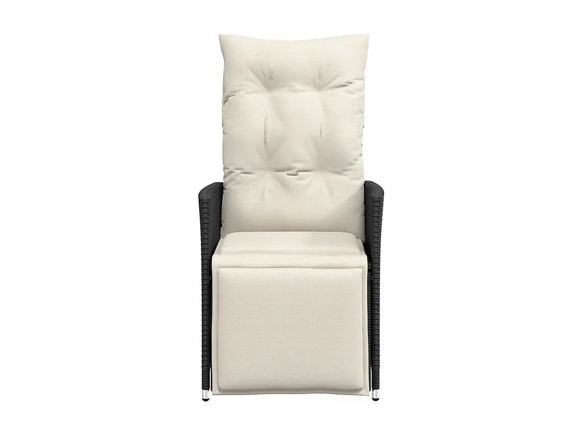 Chaise inclinable de jardin avec coussins noir résine tressée