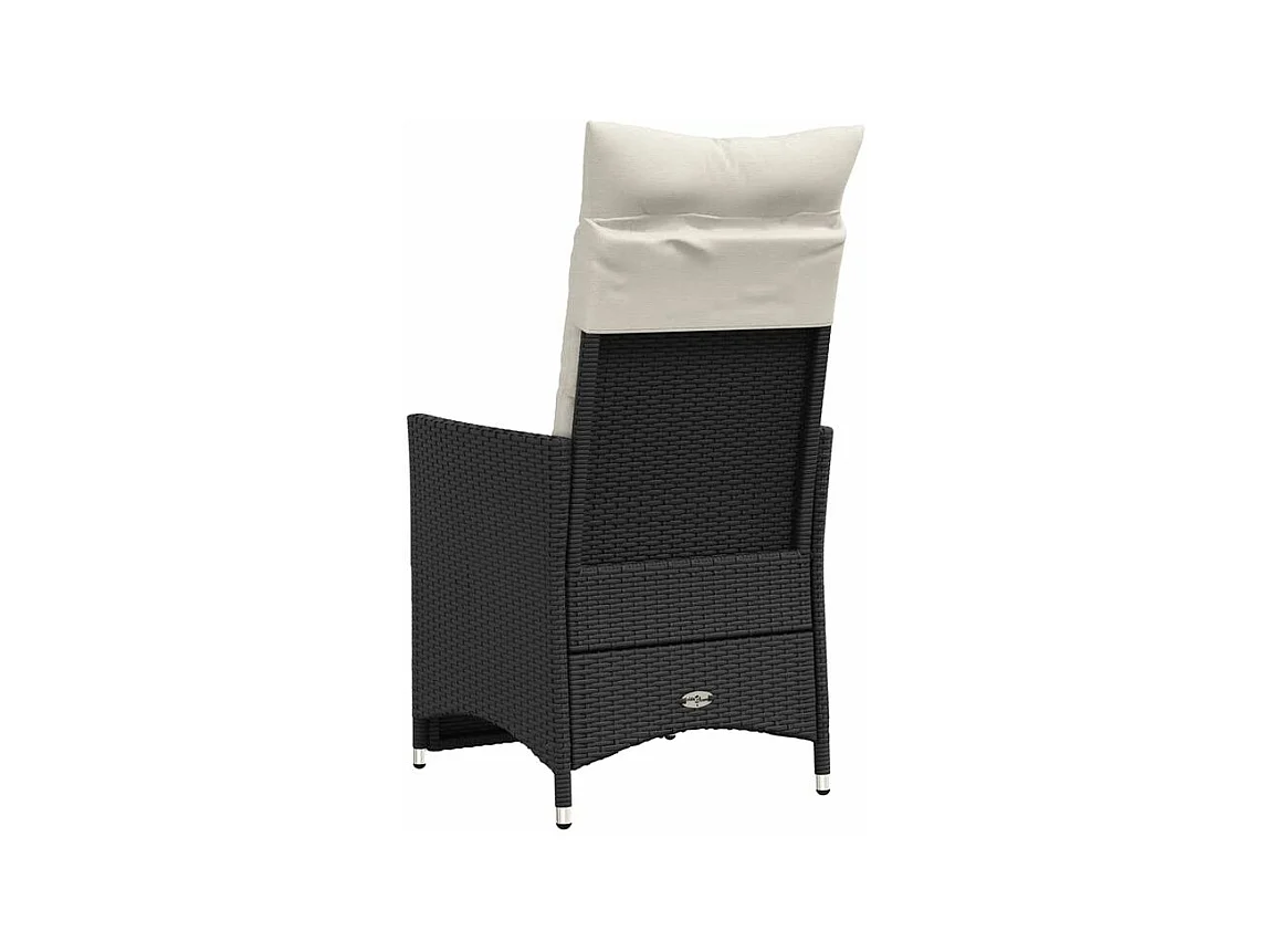Chaise inclinable de jardin avec coussins noir résine tressée