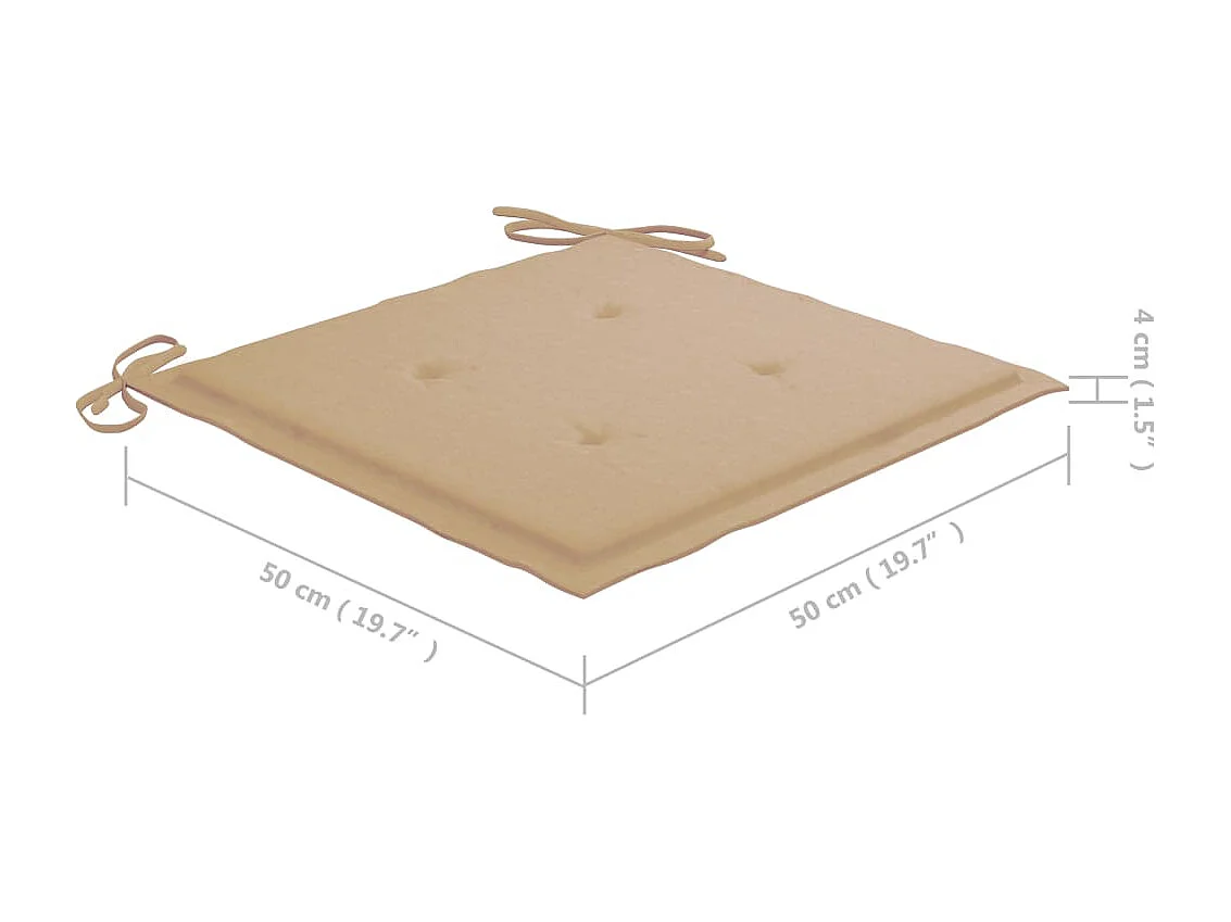 Chaises de jardin 2 pcs avec coussins beige Bois de teck massif 9