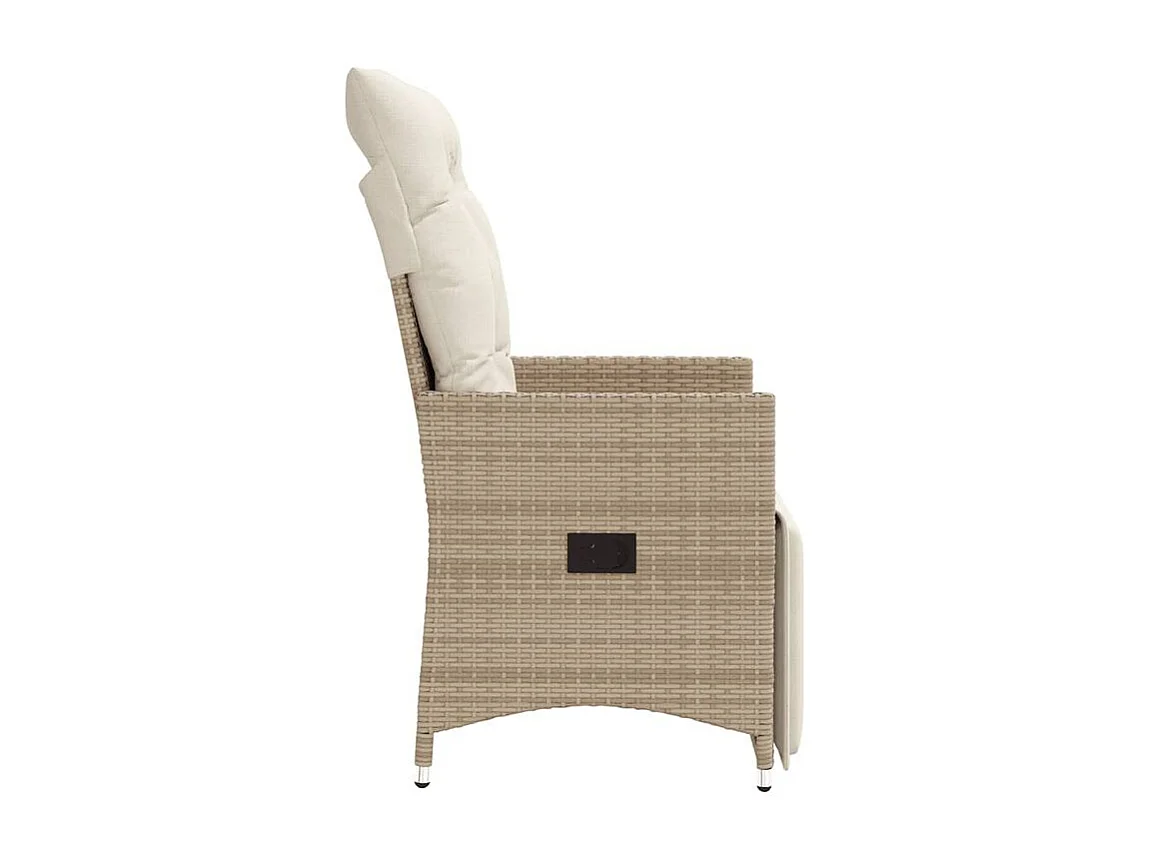 Chaises inclinables de jardin lot de 2 et coussins beige rotin