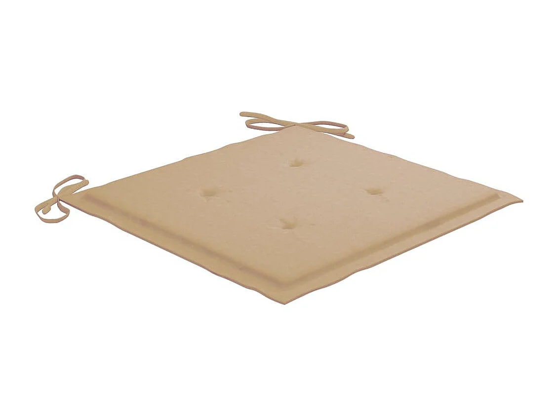 Chaises de jardin avec coussins beige 8 pcs Bois de teck massif 2