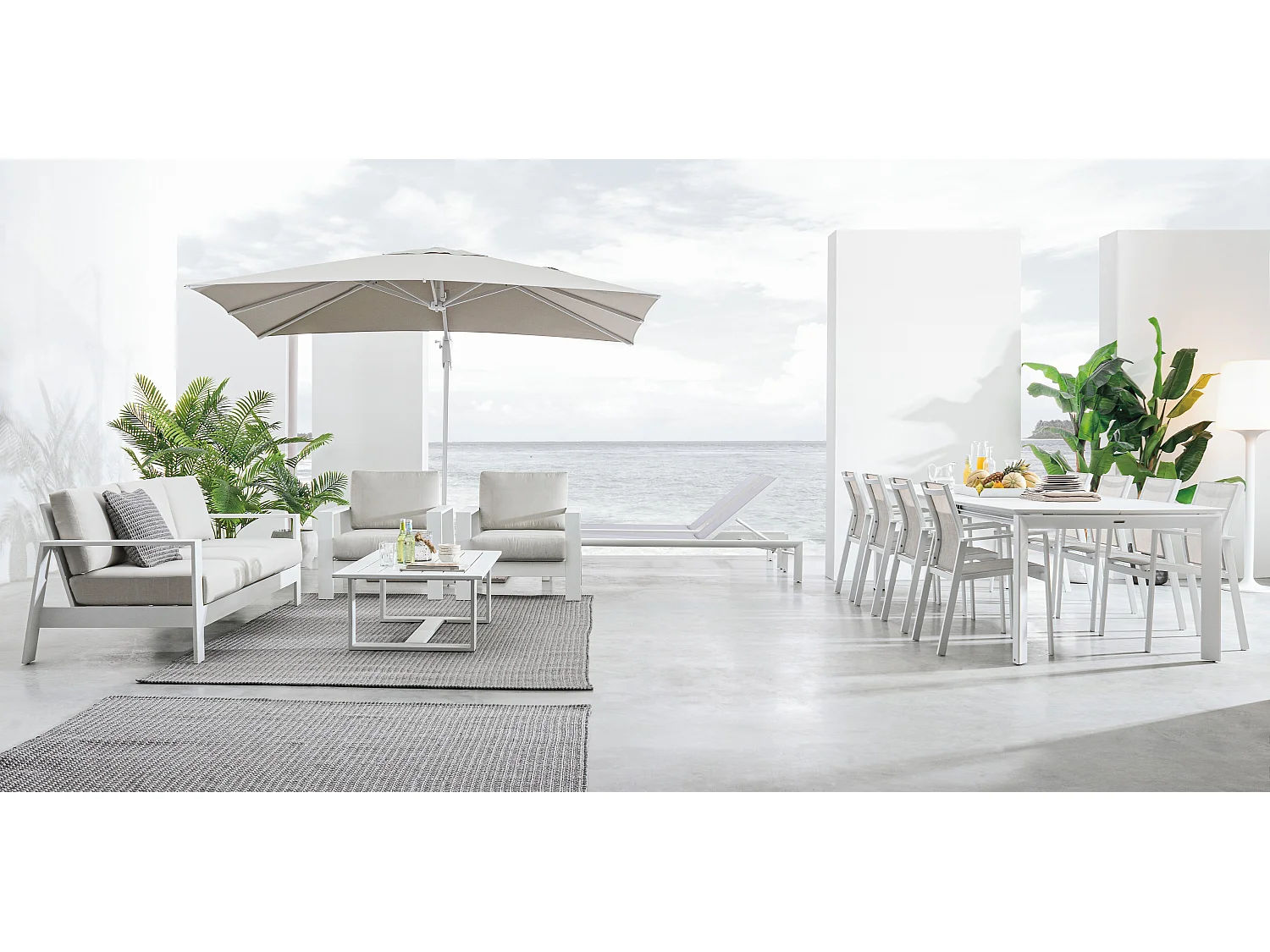 Fauteuil de jardin en aluminium blanc Koni - Lot de 4