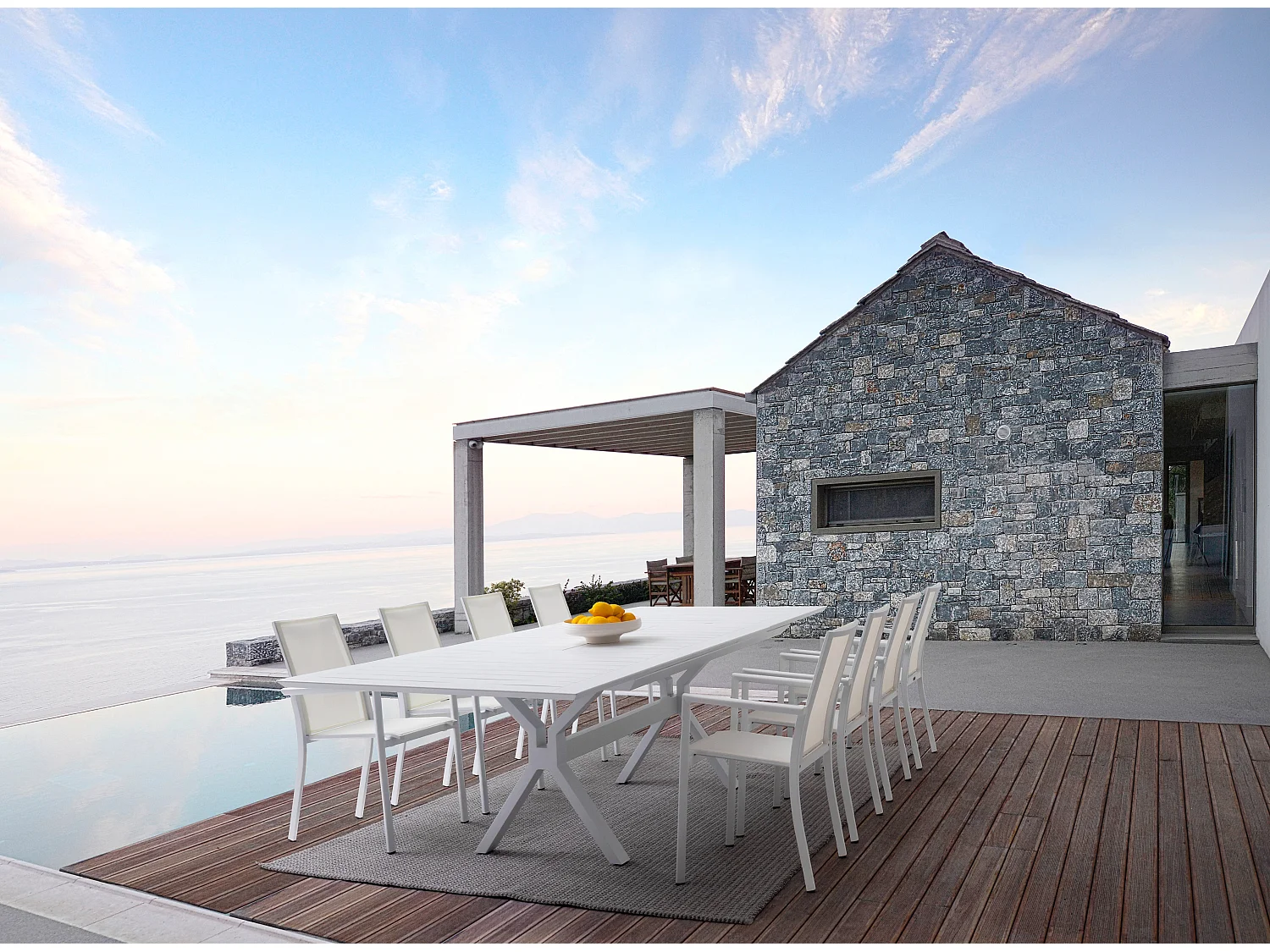 Fauteuil de jardin en aluminium blanc Koni - Lot de 4