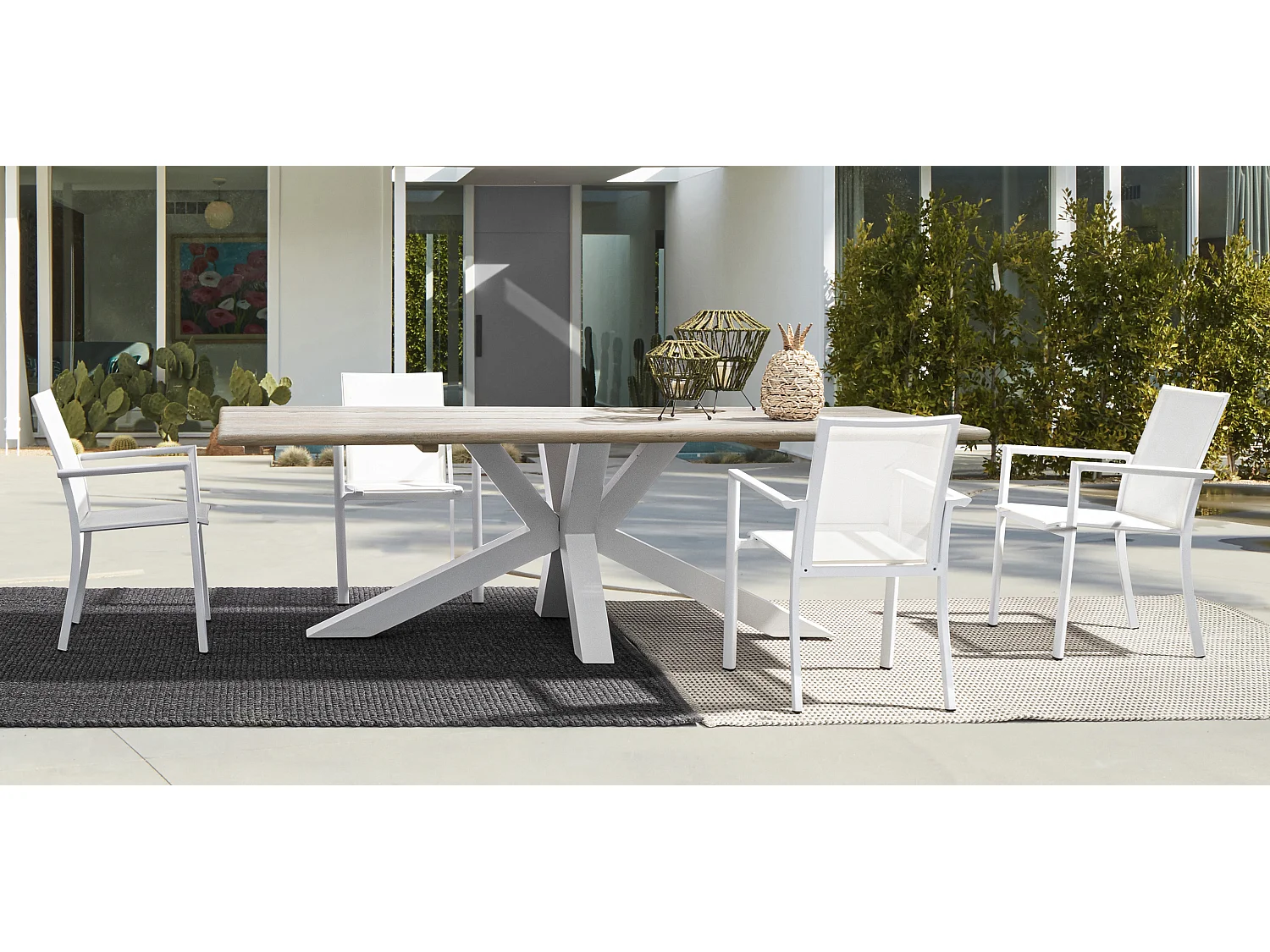 Fauteuil de jardin en aluminium blanc Koni - Lot de 4