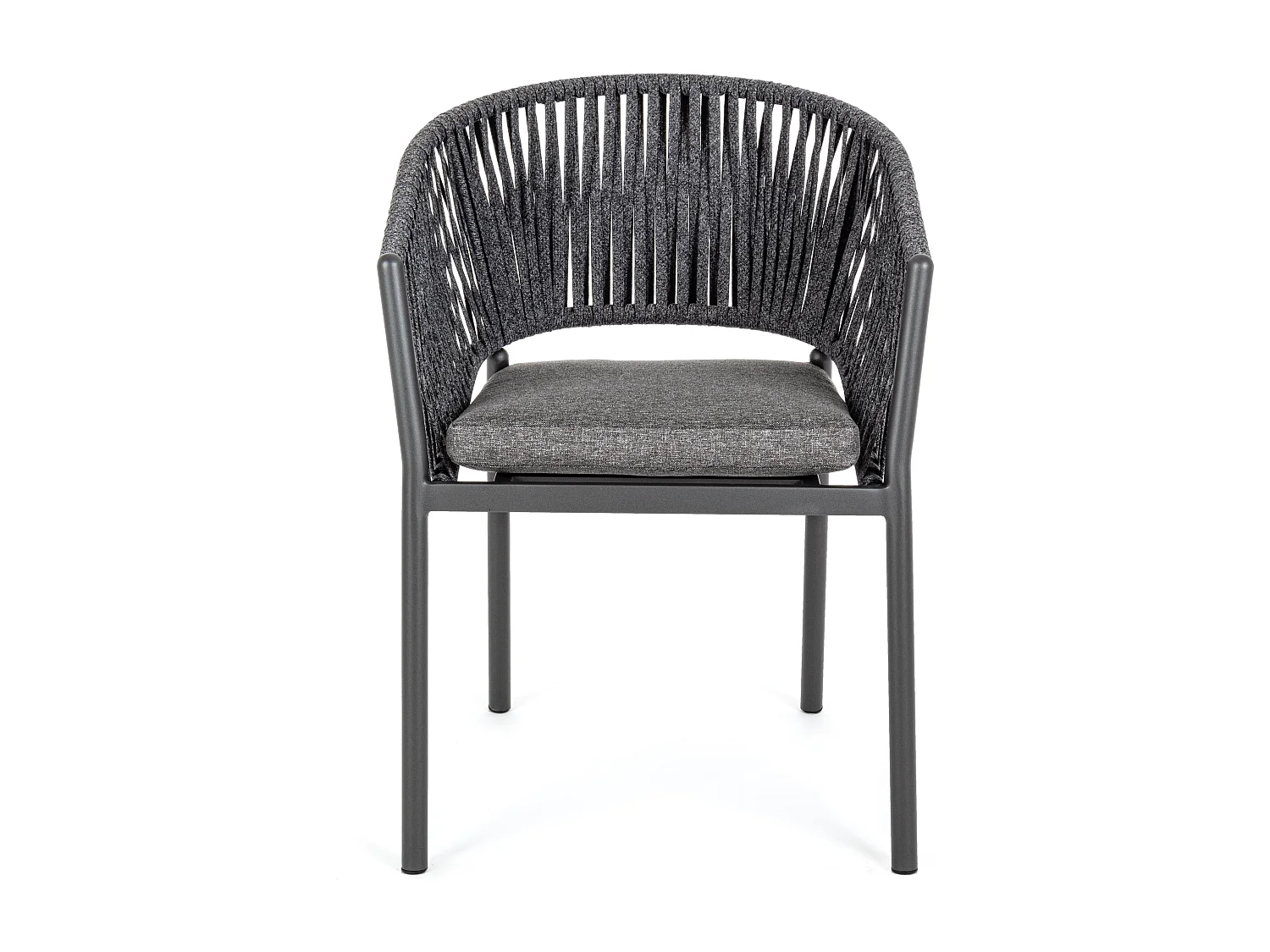 Chaise de jardin avec accoudoir aluminium et tressage de cordes anthracite Flora