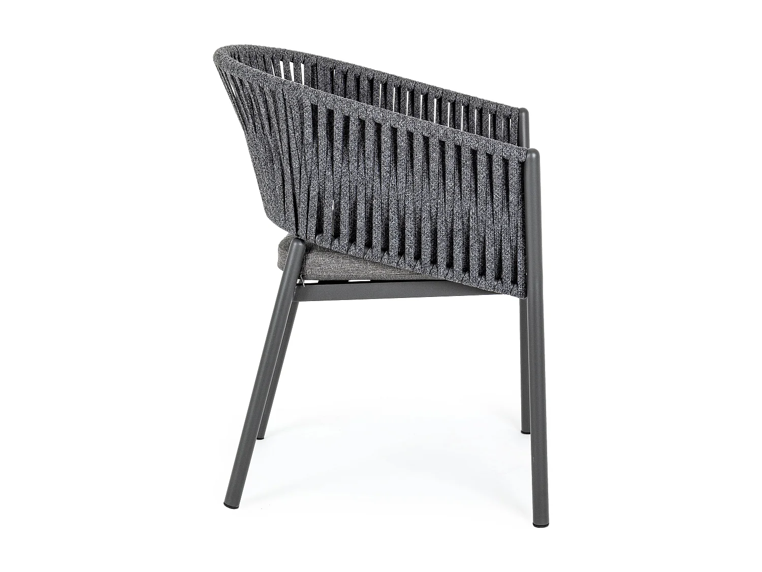 Chaise de jardin avec accoudoir aluminium et tressage de cordes anthracite Flora
