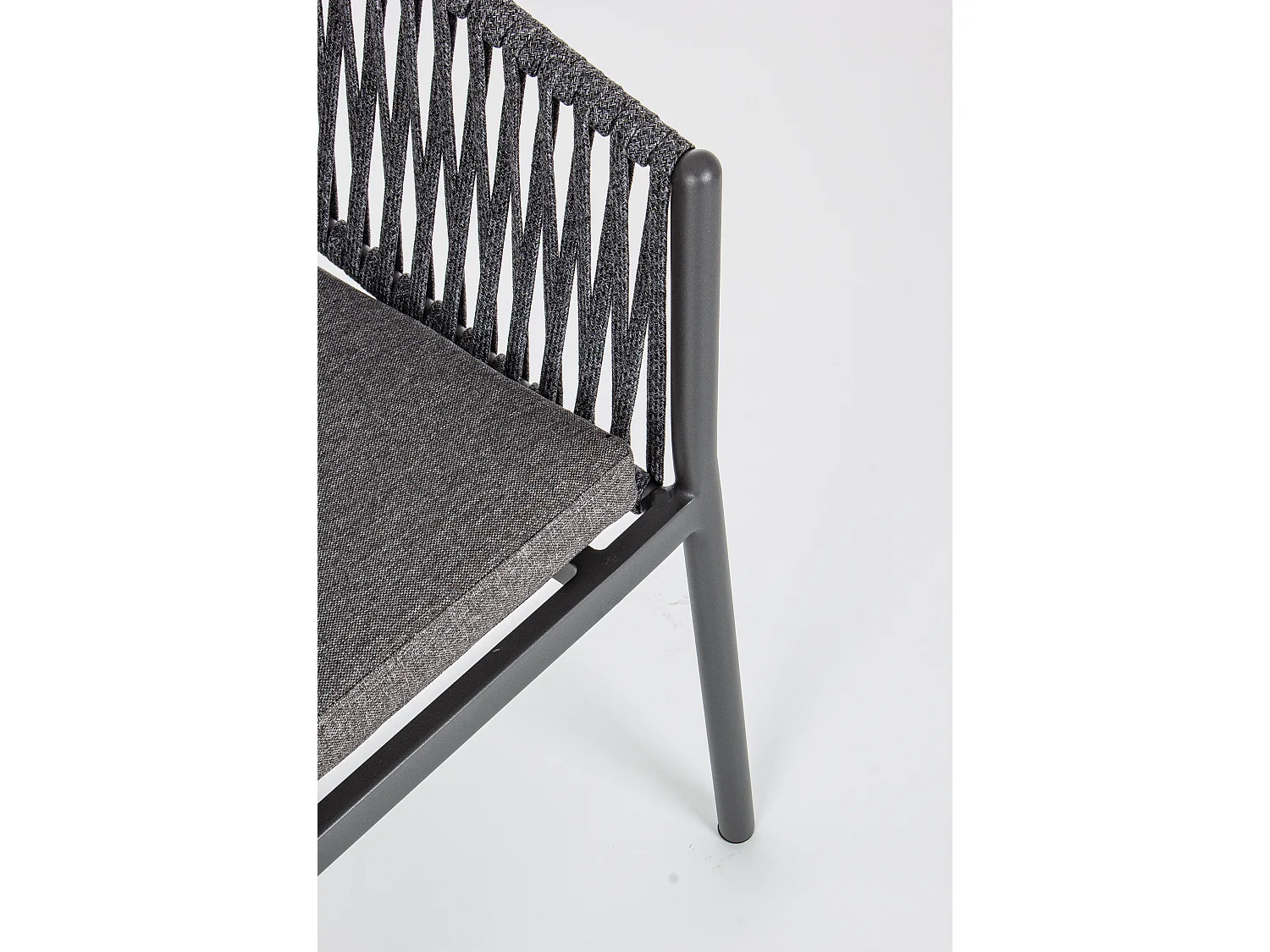 Chaise de jardin avec accoudoir aluminium et tressage de cordes anthracite Flora