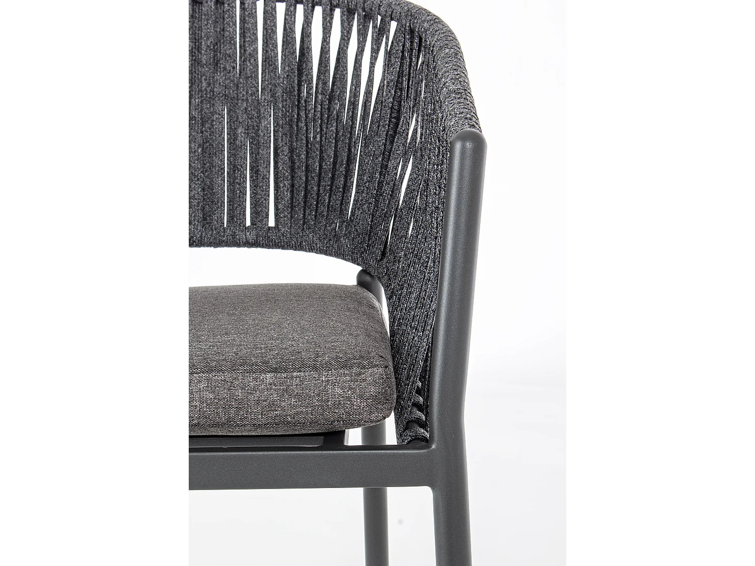 Chaise de jardin avec accoudoir aluminium et tressage de cordes anthracite Flora