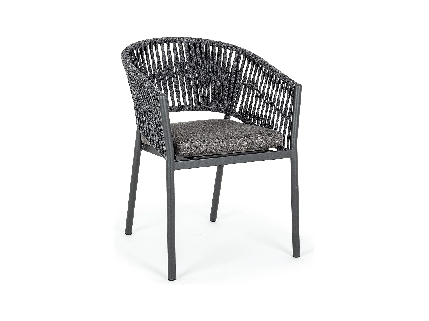 Chaise de jardin avec accoudoir aluminium et tressage de cordes anthracite Flora