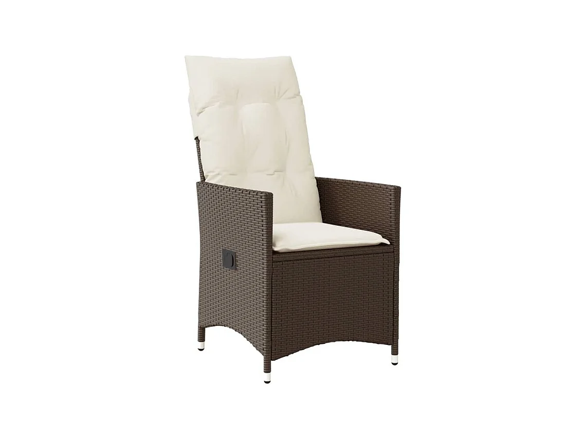 Chaise inclinable de jardin avec coussins marron résine tressée