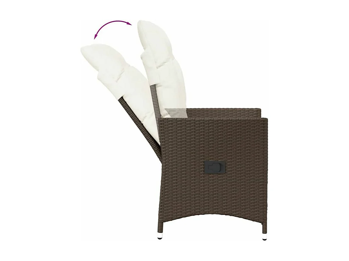 Chaise inclinable de jardin avec coussins marron résine tressée