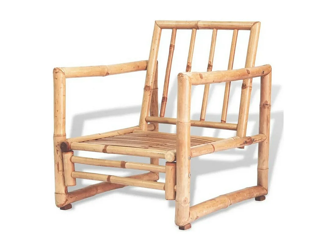 Chaise de jardin bambou et polyester blanc Maboun - Lot de 2