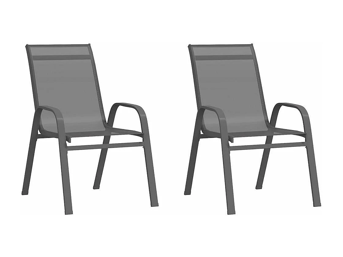 Chaises empilables de jardin 2 pcs Gris Tissu textilène